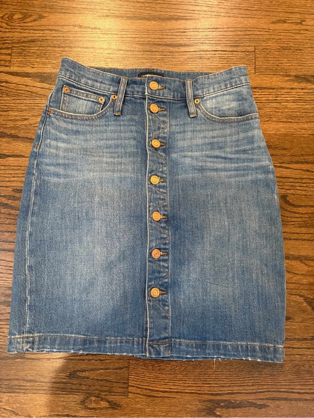 J. Crew Classic Blue Denim Button-Front Skirt
